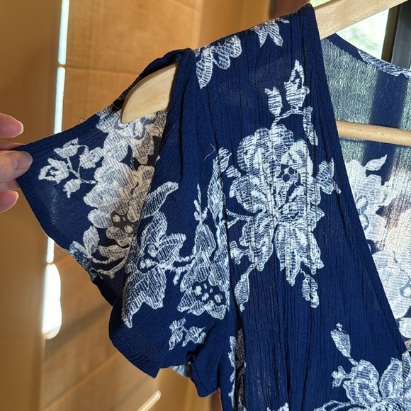 Lulu’s Heart of Marigold Navy Blue Floral Print Wrap Maxi Dress Size XS - Picture 6 of 11